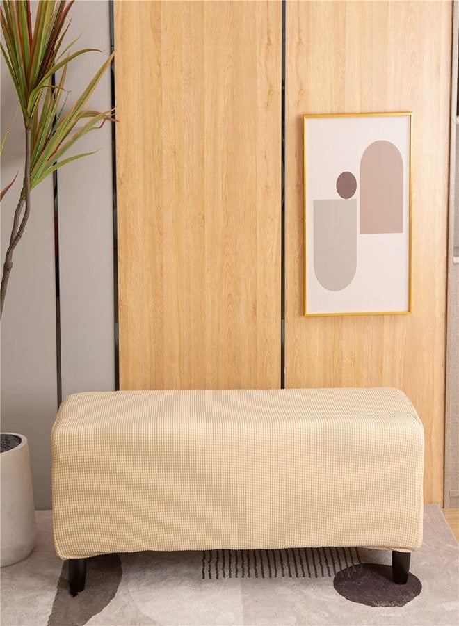 Cornasee غطاء عثماني مطاطي مستطيل الشكل من كورناسي، غطاء قابل للإزالة لمسند القدمين، غطاء تخزين، واقي أثاث، تصميم عصري (بيج، كبير جدًا) - Image 2